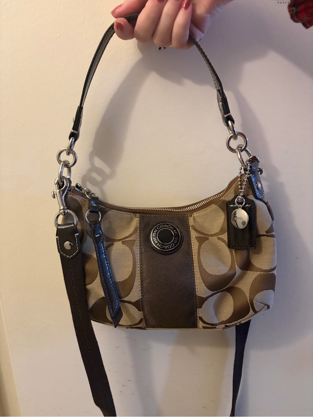 Coach Signature Stripe Demi Shoulder Bag